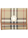 Women's Checked Leather Small Half Wallet Archive Beige - BURBERRY - BALAAN 2