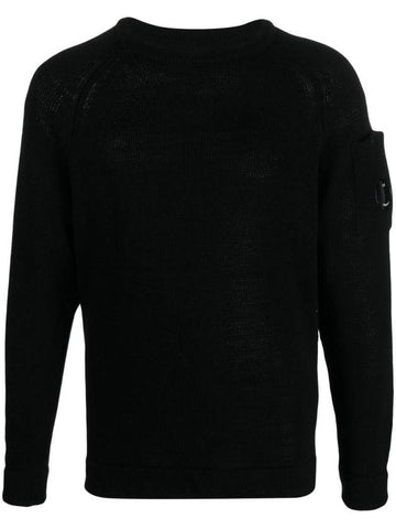 Lens Wappen Compact Cotton Knit Top Black - CP COMPANY - BALAAN 1