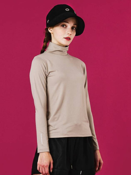 Functional Warm Span Mock Neck Cocoa Beige T-shirt DO5232TS02-2 - DOYOUKNOWMC GOLF WEAR - BALAAN 2