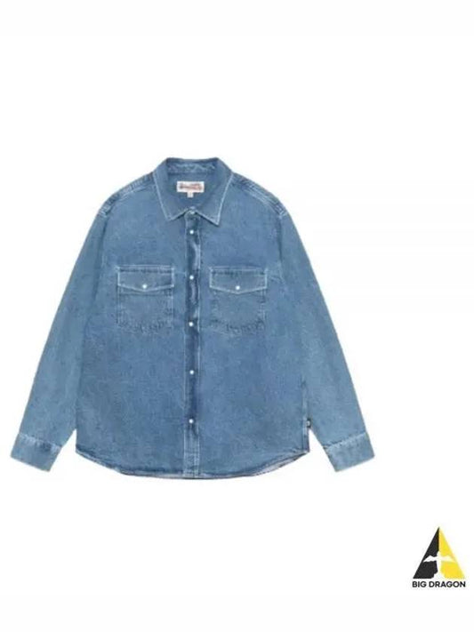 1110320 LIGHT DENIM Boxy western shirt - STUSSY - BALAAN 1