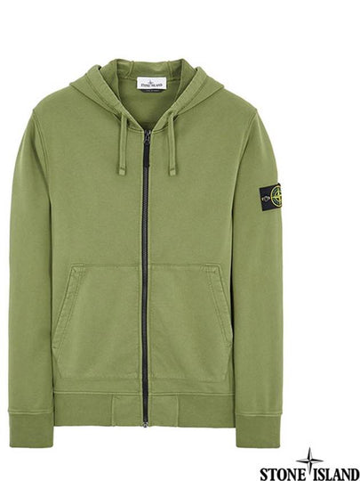 Men's Waffen Patch Fleece Zip Up Hoodie Olive - STONE ISLAND - BALAAN 2