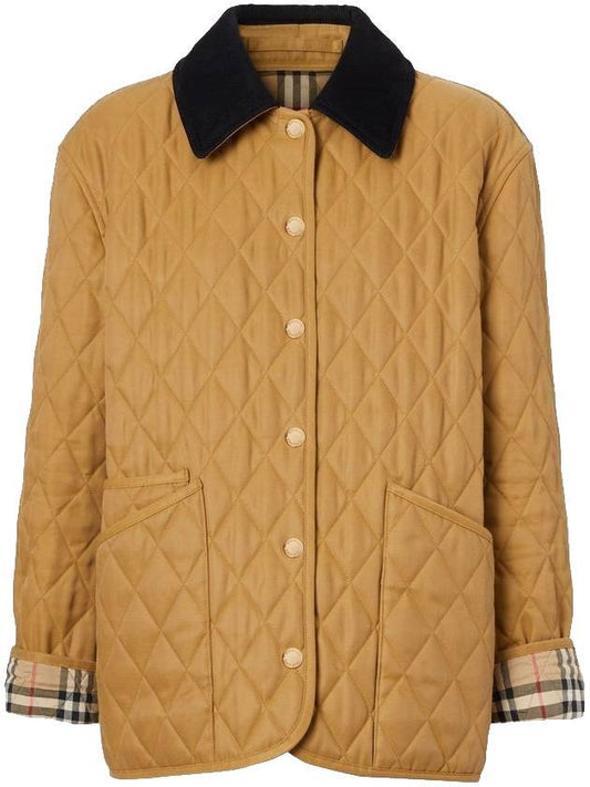 corduroy collar diamond quilted padding brown - BURBERRY - BALAAN 1