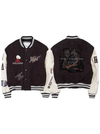 Volcano Varsity Bomber Jacket Brown - WOOYOUNGMI - BALAAN 2