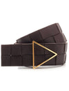 Intrazzato Triangle Buckle Leather Belt - BOTTEGA VENETA - BALAAN.