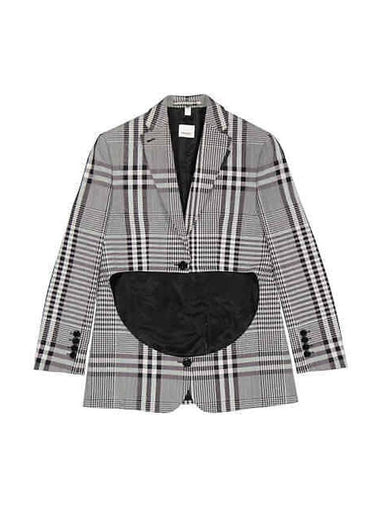 Women's Check Single Breasted Technical Blazer Jacket Gray Black - BURBERRY - BALAAN 1