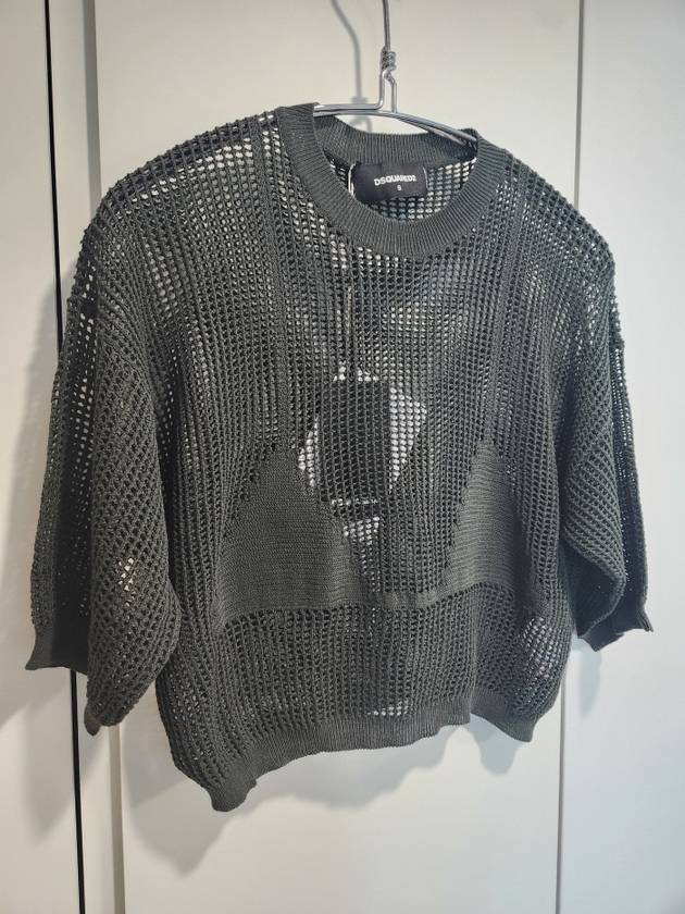 Olive Cropped Net Sweater - DSQUARED2 - BALAAN 3