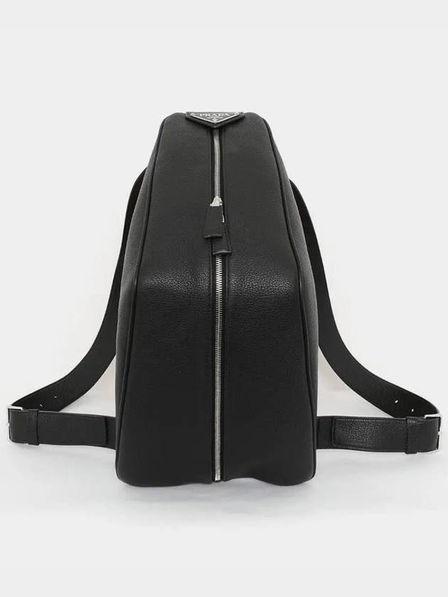 Triangle Logo Leather Backpack Black - PRADA - BALAAN 4