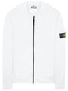 Men's Wappen Patch Fleece Zip Up Hoodie White - STONE ISLAND - BALAAN 2