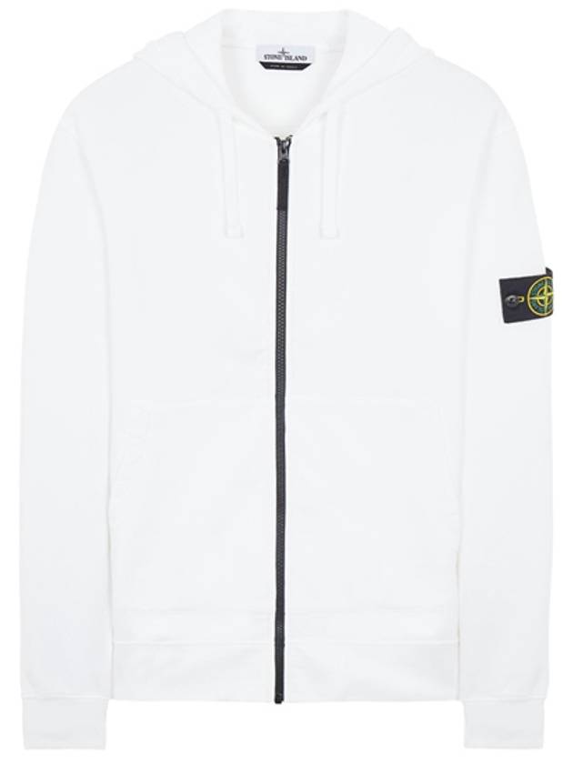 Men's Wappen Patch Fleece Zip Up Hoodie White - STONE ISLAND - BALAAN 2