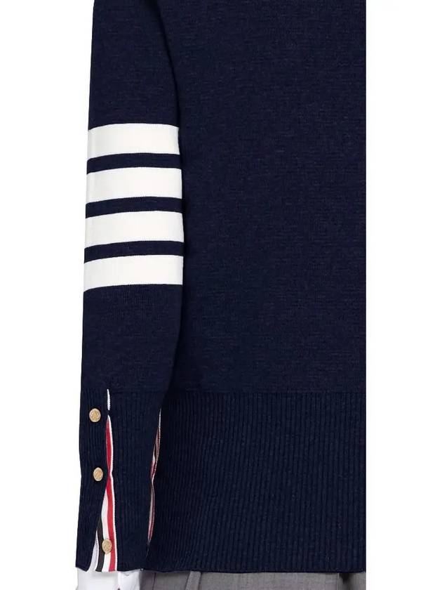 Cotton 4-Bar Milano Classic V-Neck Cardigan Navy - THOM BROWNE - BALAAN 5