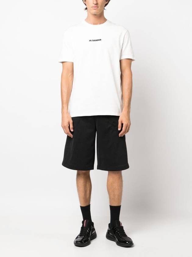 Logo Print Crew Neck Short Sleeve T-shirt Porcelain - JIL SANDER - BALAAN 3