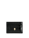 Skull Crocodile Leather Card Wallet Black - ALEXANDER MCQUEEN - BALAAN 2