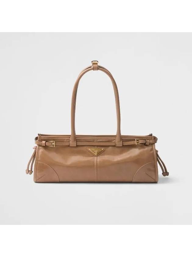 Medium Leather Tote Shoulder Bag Caramel - PRADA - BALAAN 1