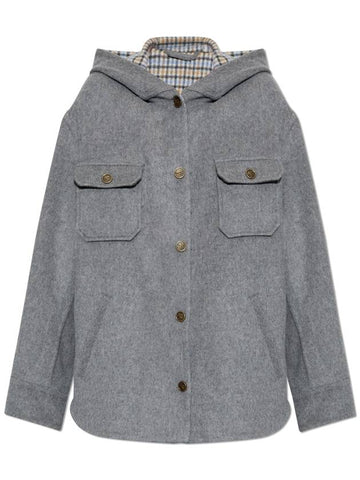 Etro Wool Jacket With Hood, Women's, Grey - ETRO - BALAAN 1