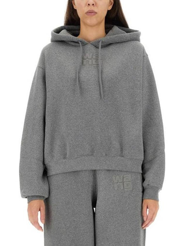 Glitter Terry Hoodie Grey - ALEXANDER WANG - BALAAN 1