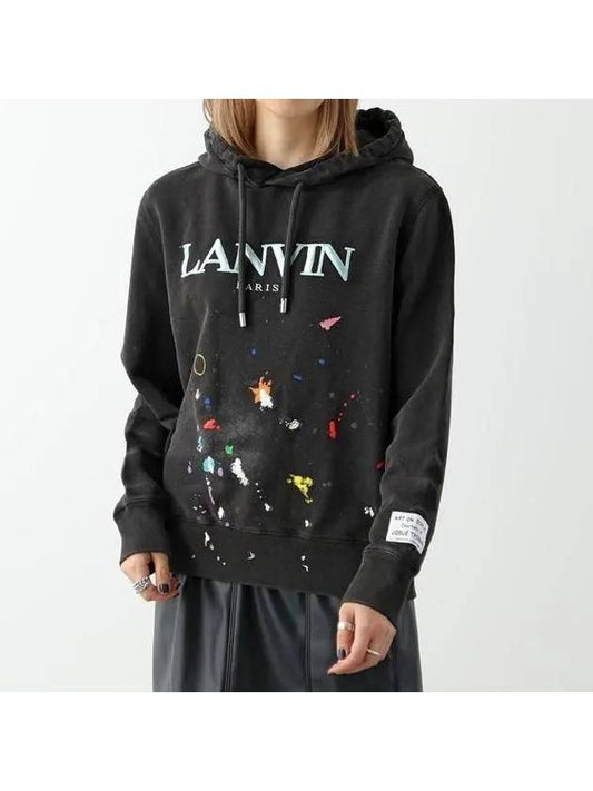 X Gallery Department Men's Embroidery Painting Sweatshirt Hooded Sweatshirt Washed Black TOG698 - LANVIN - BALAAN 2