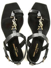 Cassandra Smooth Leather Flat Sandals Black - SAINT LAURENT - BALAAN 5