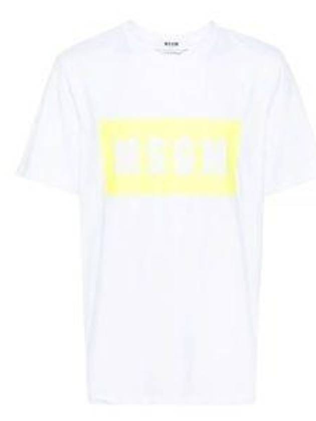 Box Logo Print Cotton Short Sleeve T-Shirt White - MSGM - BALAAN 2