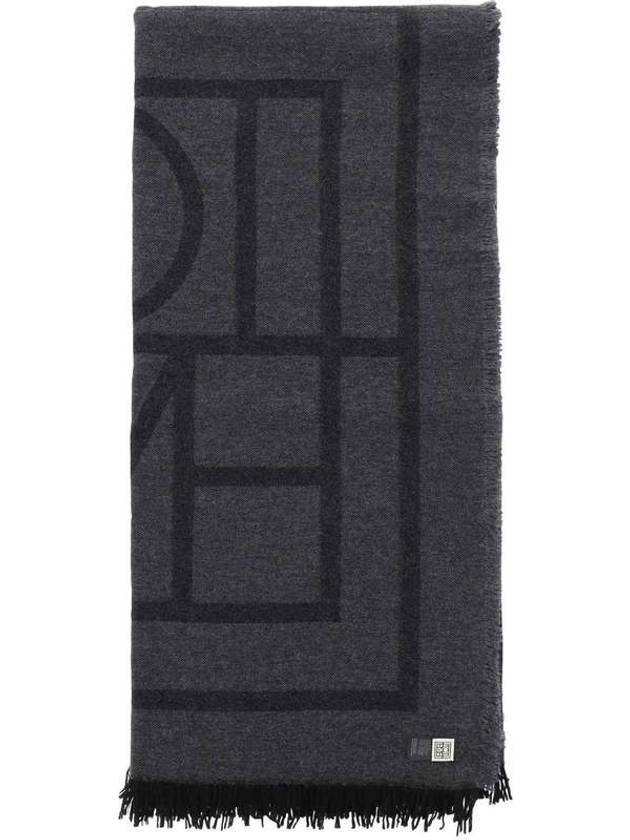 Monogram Wool Cashmere Scarf Black - TOTEME - BALAAN 1