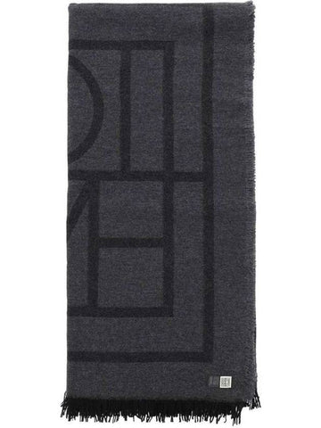 Monogram Wool Cashmere Scarf Black - TOTEME - BALAAN 1