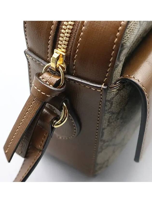 645454 Brown Leather Beige Ebony Canvas Horsebit 1955 Small Shoulder Bag - GUCCI - BALAAN 5