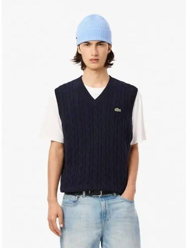 Men s Cable V Neck Vest AH3132 54N 166 Domestic Product GQ2N24090541766 - LACOSTE - BALAAN 1