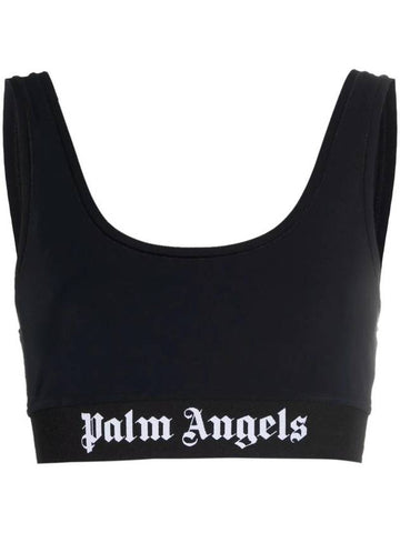 CLASSIC LOGO SPORT BRA  BLACK WHITE - PALM ANGELS - BALAAN 1