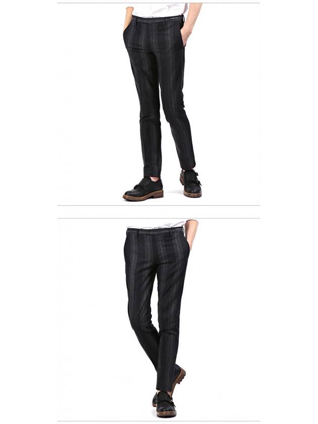 Men's Striped Wool Skinny Pants Black - PT01 - BALAAN 3