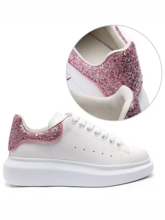 Women's Oversole Pink Glitter Tab Low Top Sneakers White - ALEXANDER MCQUEEN - BALAAN 2