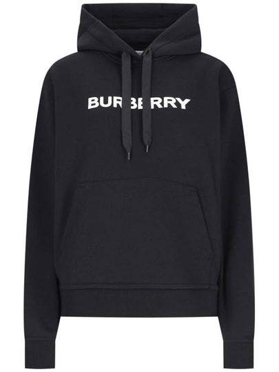 Logo Print Drawstring Hoodie Black - BURBERRY - BALAAN 2