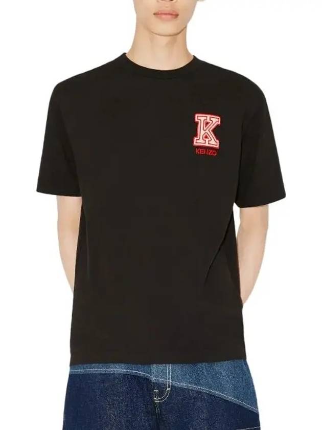 K Crest Cotton Short Sleeve T-Shirt Black - KENZO - BALAAN 3