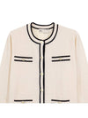 Kendra Button-Up Crew Neck Cardigan Ivory - TORY BURCH - BALAAN 3