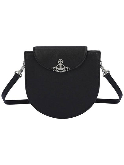 Smooth Half Moon Saddle Leather Shoulder Bag Black - VIVIENNE WESTWOOD - BALAAN 2