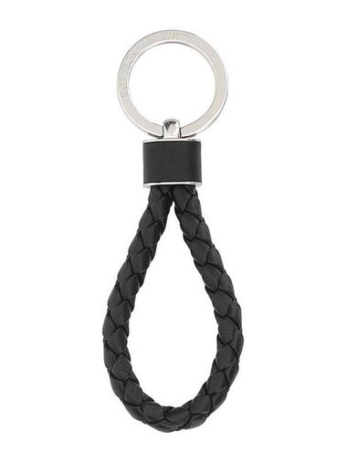 Intrecciato Leather Key Holder  Black - BOTTEGA VENETA - BALAAN 1