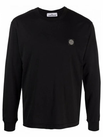 Logo Patch Long Sleeve T-Shirt Black - STONE ISLAND - BALAAN 1