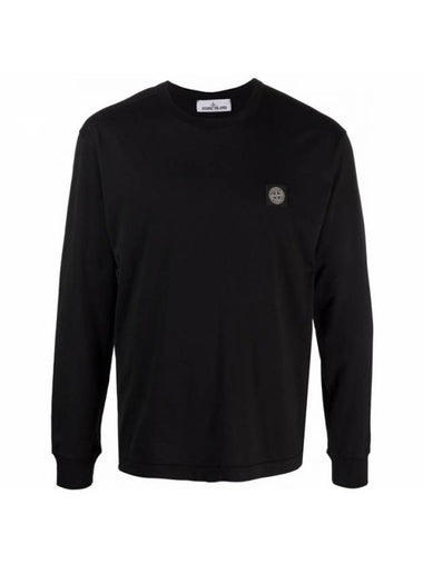 Logo Patch Long Sleeve T-Shirt Black - STONE ISLAND - BALAAN 1