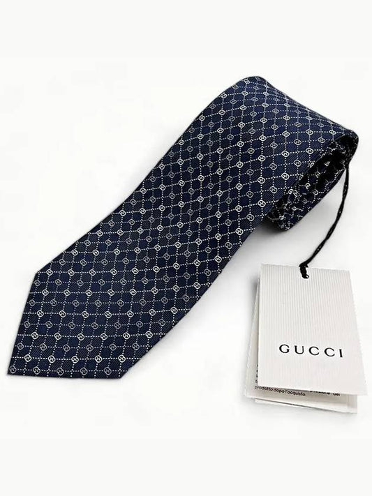 GG Dot Pattern Silk Tie Navy - GUCCI - BALAAN 2