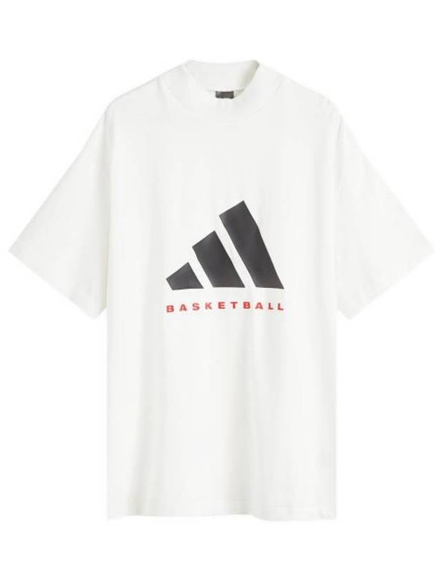 Logo Print Basketball Short Sleeve T-Shirt Cloud White - ADIDAS - BALAAN 2