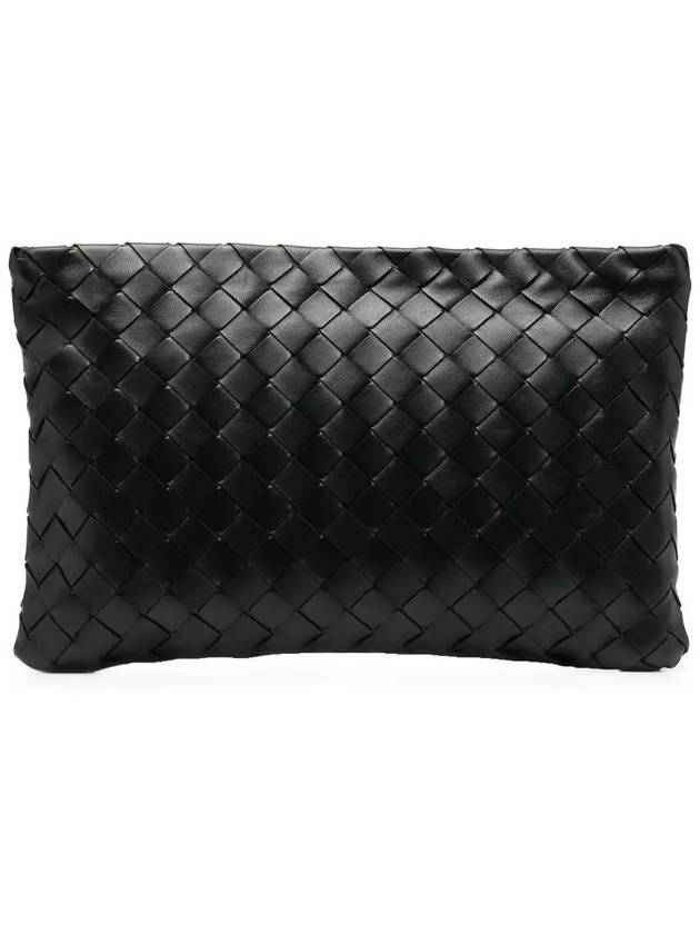 Intrecciato Medium Clutch Bag Black - BOTTEGA VENETA - BALAAN 4