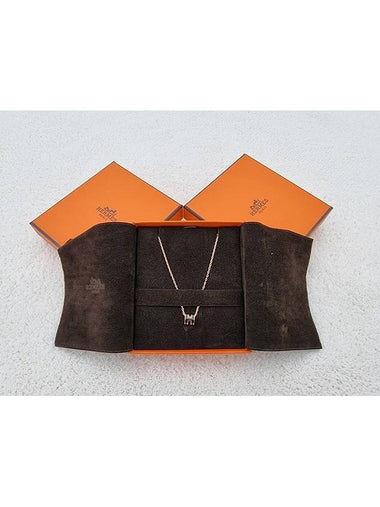 PopAche Mini Necklace Rose Gold Black - HERMES - BALAAN 1