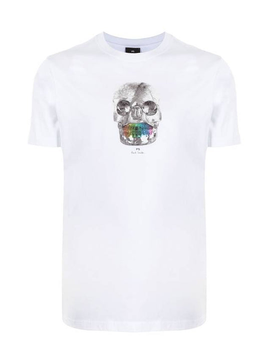 Men's Rainbow Skull Short Sleeve T-Shirt White - PAUL SMITH - BALAAN.