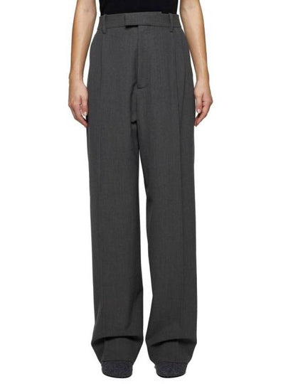 Pleated Straight Pants Grey Melange - BOTTEGA VENETA - BALAAN 2