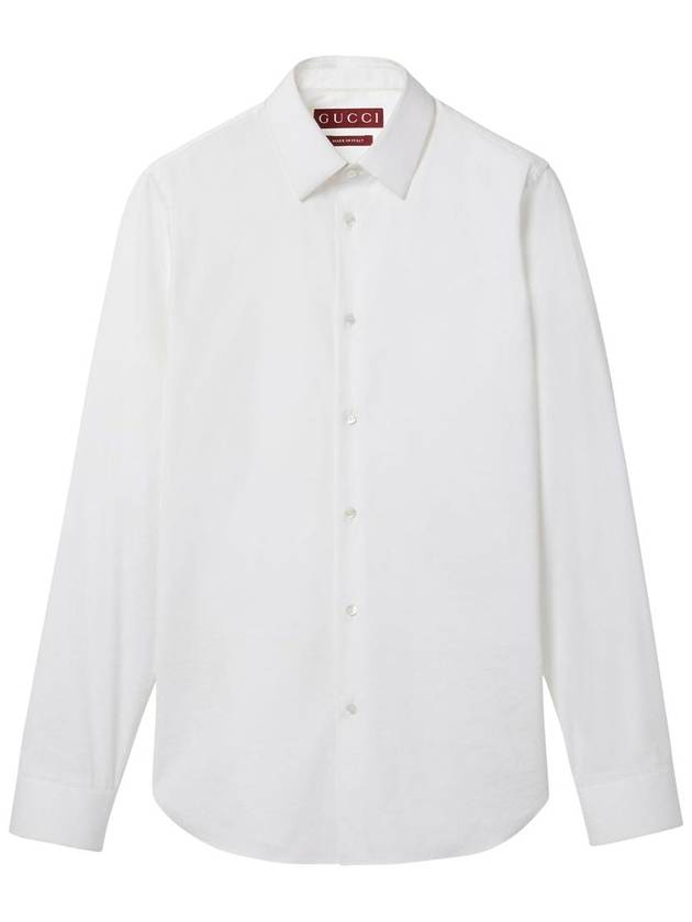 Stretch Cotton Poplin Long Sleeve Shirt White - GUCCI - BALAAN 3