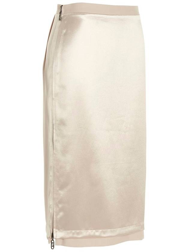 Women's Backlogo Label Satin Pencil Skirt Pink - FENDI - BALAAN 3