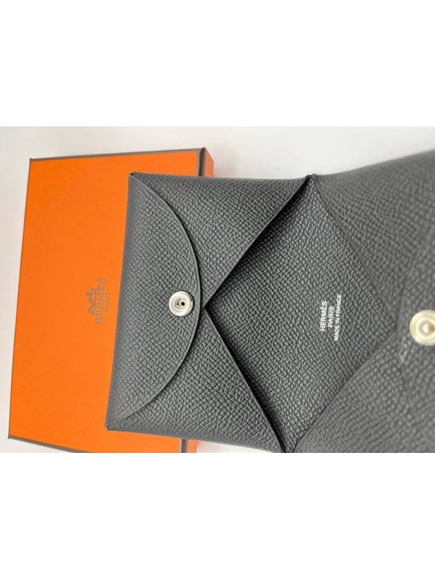 Calvi Absong Palladium Hardware Card Wallet Black - HERMES - BALAAN 5