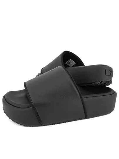 Embossed Logo Platform Leather Slippers Black - Y-3 - BALAAN 2