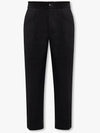 Men's Elastic Cotton Crop Straight Pants Black - AMI - BALAAN 2