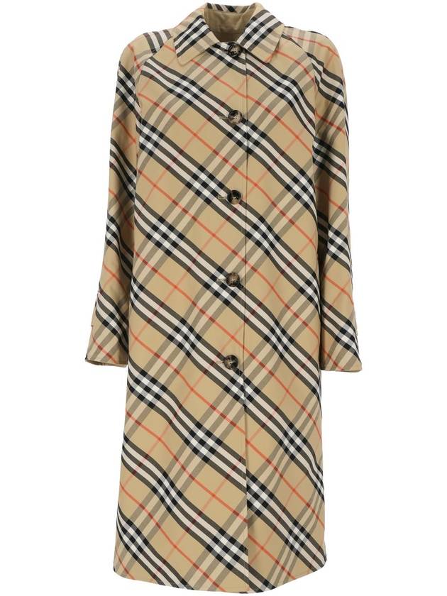 Check Reversible Long Gabadin Car Single Coat Beige - BURBERRY - BALAAN 2