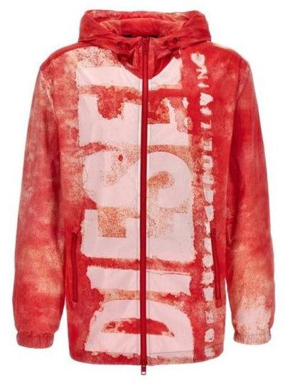 J Warrett Logo Watercolour Effect Windbreaker Red - DIESEL - BALAAN 2