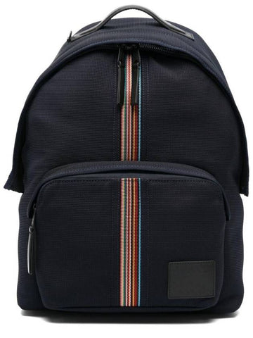 Rainbow Stripe Logo Patch Backpack Black - PAUL SMITH - BALAAN 1